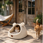 Kukaňa Golden Dog pre psa a mačku s vankúšom – 36 x 38 x 28 cm, krémová